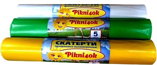 Скатерть одноразовая полиэтиленовая 110х180см зеленая 5 шт в рулоне - Вид 1