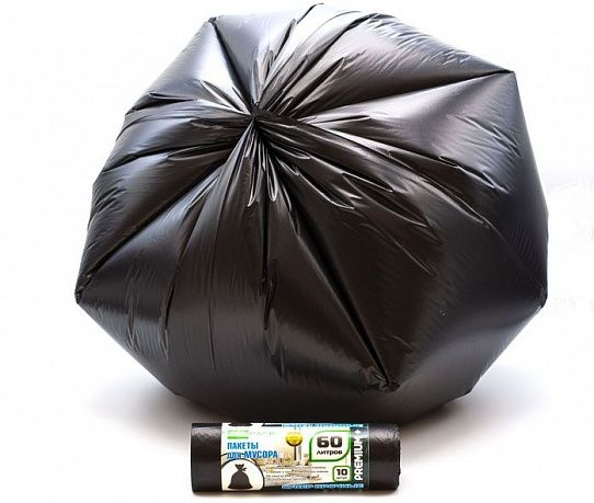 Мешки для мусора 60 л, 20 мкм, в рулоне 10 штук, ПСД, 60х70 см, черные - Вид 2